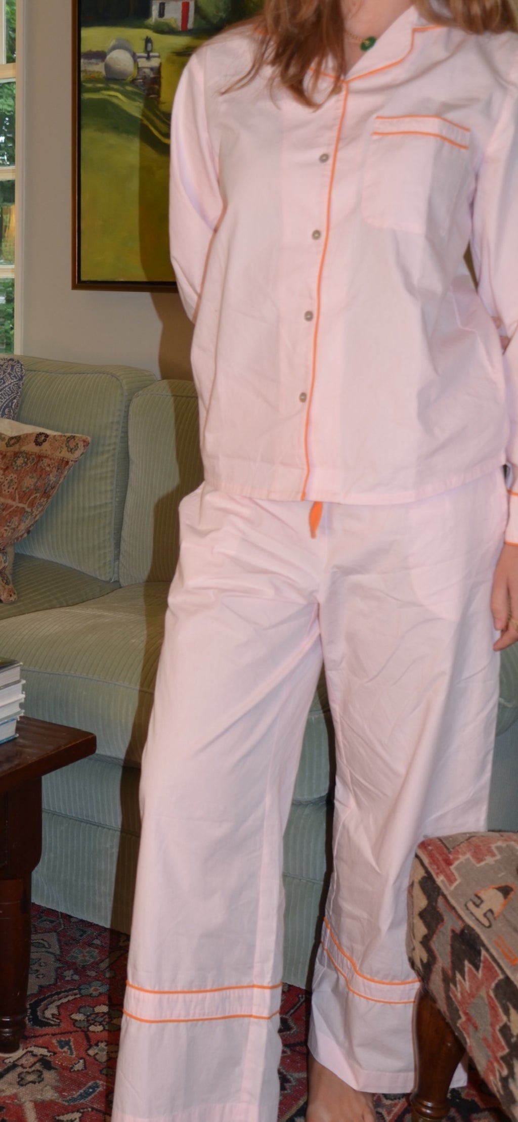 Pink Pajamas with Orange Piping