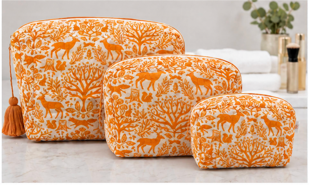 Orange 3-Pouch Travel Set