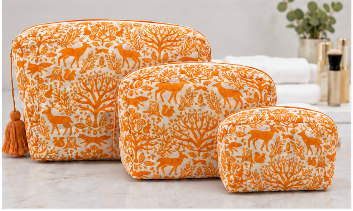 Orange 3-Pouch Travel Set